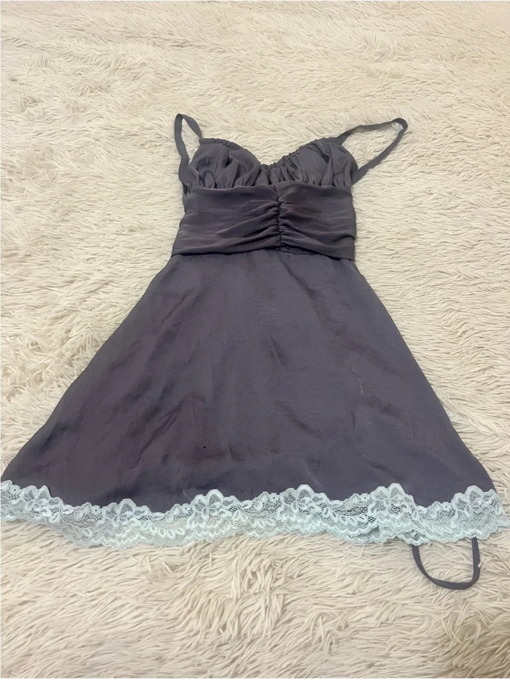Free People Charcoal Slip Dress with Lace Trim